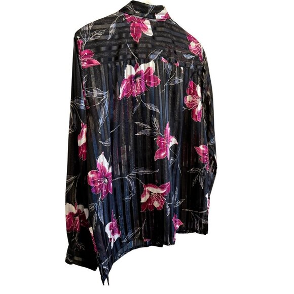 Vintage Womens Top Black Floral Sheer by Alfred Dunner - Size 14 - Picture 7 of 8